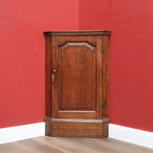Load image into Gallery viewer, Antique Georgian English Oak Corner Cabinet – Brass Fittings, Key, 3 Shelves. B12504
