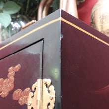 Load image into Gallery viewer, x SOLD Oriental Inspired Black Lacquer Chinoiserie Cabinet with Hand Painted Scenes. B12751
