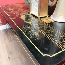 Load image into Gallery viewer, x SOLD Oriental Inspired Black Lacquer Chinoiserie Cabinet with Hand Painted Scenes. B12751
