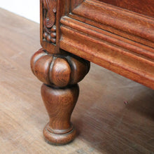 Load image into Gallery viewer, Antique French Oak Sideboard – Marquetry Inlay, Carved Floral Front, Brass Pulls. B12299
