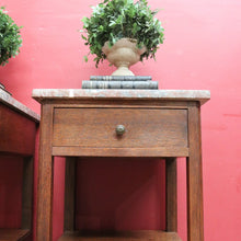 Load image into Gallery viewer, x SOLD Pair French Oak and Marble Bedside Cabinets with Drawers and Cupboard. B12818
