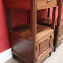 Load image into Gallery viewer, x SOLD Pair French Oak and Marble Bedside Cabinets with Drawers and Cupboard. B12818
