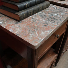 Load image into Gallery viewer, x SOLD Pair French Oak and Marble Bedside Cabinets with Drawers and Cupboard. B12818
