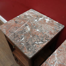 Load image into Gallery viewer, x SOLD Pair French Oak and Marble Bedside Cabinets with Drawers and Cupboard. B12818
