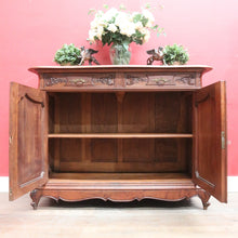 Load image into Gallery viewer, Antique French Walnut Sideboard with Cast Brass Handles and Carved Detail. B12731
