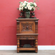 Load image into Gallery viewer, x SOLD Antique French Oak Drinks Cabinet with Carved Figure and Turned Supports. B12851
