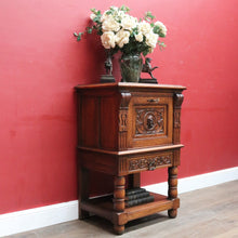 Load image into Gallery viewer, x SOLD Antique French Oak Drinks Cabinet with Carved Figure and Turned Supports. B12851
