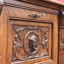 Load image into Gallery viewer, x SOLD Antique French Oak Drinks Cabinet with Carved Figure and Turned Supports. B12851
