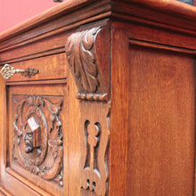 Load image into Gallery viewer, x SOLD Antique French Oak Drinks Cabinet with Carved Figure and Turned Supports. B12851
