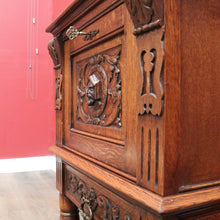 Load image into Gallery viewer, x SOLD Antique French Oak Drinks Cabinet with Carved Figure and Turned Supports. B12851
