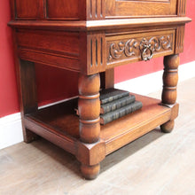 Load image into Gallery viewer, x SOLD Antique French Oak Drinks Cabinet with Carved Figure and Turned Supports. B12851
