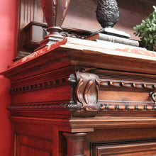 Load image into Gallery viewer, Antique French Walnut Servery Sideboard with Marble Top and Plate Rack. B12928
