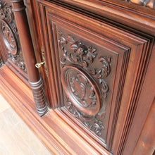 Load image into Gallery viewer, Antique French Walnut Servery Sideboard with Marble Top and Plate Rack. B12928
