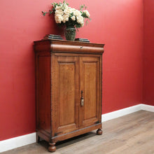 Load image into Gallery viewer, Antique French Oak Cabinet – Drawer, Shelves, Keys, Panel Doors &amp; Bun Feet. B12255

