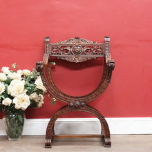 Load image into Gallery viewer, x SOLD Antique French Curule Savonarola Monk Chair with Carved Lion Masks. B12925
