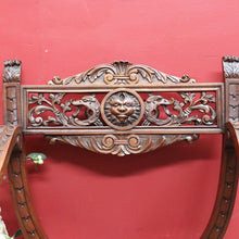 Load image into Gallery viewer, x SOLD Antique French Curule Savonarola Monk Chair with Carved Lion Masks. B12925
