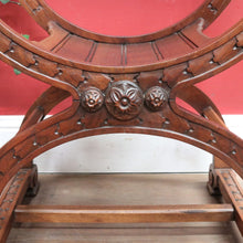 Load image into Gallery viewer, x SOLD Antique French Curule Savonarola Monk Chair with Carved Lion Masks. B12925
