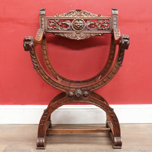Load image into Gallery viewer, x SOLD Antique French Curule Savonarola Monk Chair with Carved Lion Masks. B12925
