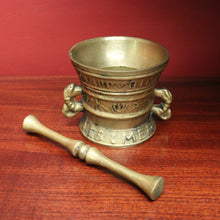 Load image into Gallery viewer, Antique French Brass Mortar &amp; Pestle – Ornate, Heavy, Decorative &amp; Usable. B12411
