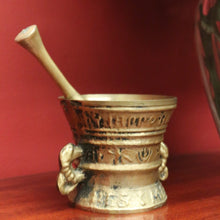 Load image into Gallery viewer, Antique French Brass Mortar &amp; Pestle – Ornate, Heavy, Decorative &amp; Usable. B12411
