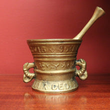 Load image into Gallery viewer, Antique French Brass Mortar &amp; Pestle – Ornate, Heavy, Decorative &amp; Usable. B12411
