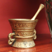 Load image into Gallery viewer, Antique French Brass Mortar &amp; Pestle – Ornate, Heavy, Decorative &amp; Usable. B12411
