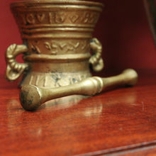Load image into Gallery viewer, Antique French Brass Mortar &amp; Pestle – Ornate, Heavy, Decorative &amp; Usable. B12411
