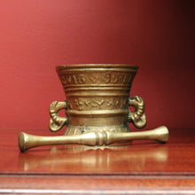 Load image into Gallery viewer, Antique French Brass Mortar &amp; Pestle – Ornate, Heavy, Decorative &amp; Usable. B12411
