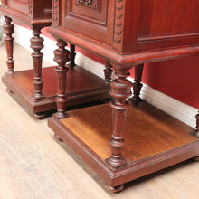 Load image into Gallery viewer, x SOLD Antique French Walnut Marble Top Bedside Cabinets True Pair. B12929
