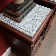 Load image into Gallery viewer, x SOLD Antique French Walnut Marble Top Bedside Cabinets True Pair. B12929
