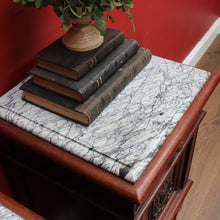 Load image into Gallery viewer, x SOLD Antique French Walnut Marble Top Bedside Cabinets True Pair. B12929
