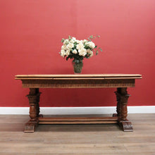 Load image into Gallery viewer, x SOLD Antique French Oak Parquetry Top Dining Table with Extension Leaves. B12491
