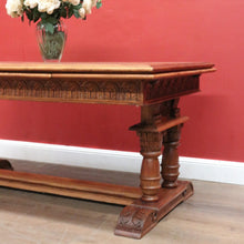 Load image into Gallery viewer, x SOLD Antique French Oak Parquetry Top Dining Table with Extension Leaves. B12491

