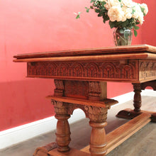 Load image into Gallery viewer, x SOLD Antique French Oak Parquetry Top Dining Table with Extension Leaves. B12491
