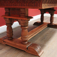 Load image into Gallery viewer, x SOLD Antique French Oak Parquetry Top Dining Table with Extension Leaves. B12491

