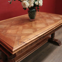 Load image into Gallery viewer, x SOLD Antique French Oak Parquetry Top Dining Table with Extension Leaves. B12491
