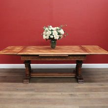 Load image into Gallery viewer, x SOLD Antique French Oak Parquetry Top Dining Table with Extension Leaves. B12491
