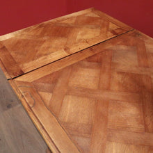 Load image into Gallery viewer, x SOLD Antique French Oak Parquetry Top Dining Table with Extension Leaves. B12491
