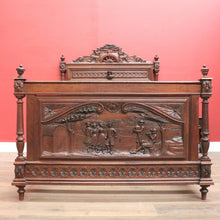 Load image into Gallery viewer, x SOLD Antique Brittany Double Bed – Carved French Timber, Complete with Slats. B12421

