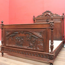 Load image into Gallery viewer, x SOLD Antique Brittany Double Bed – Carved French Timber, Complete with Slats. B12421
