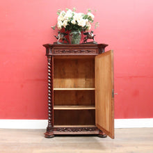 Load image into Gallery viewer, Antique French Oak Hall Cabinet Barley Twist Columns Single Door. B12915
