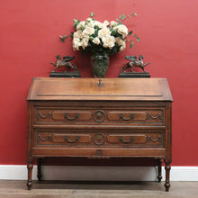 Load image into Gallery viewer, Antique French Oak Drop-Front Writing Bureau with Drawers and Cupboard. B12250
