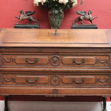 Load image into Gallery viewer, Antique French Oak Drop-Front Writing Bureau with Drawers and Cupboard. B12250
