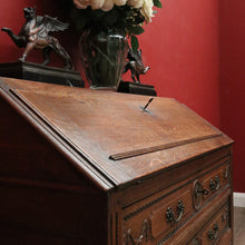 Load image into Gallery viewer, Antique French Oak Drop-Front Writing Bureau with Drawers and Cupboard. B12250
