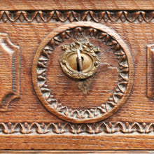 Load image into Gallery viewer, Antique French Oak Drop-Front Writing Bureau with Drawers and Cupboard. B12250
