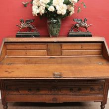 Load image into Gallery viewer, Antique French Oak Drop-Front Writing Bureau with Drawers and Cupboard. B12250
