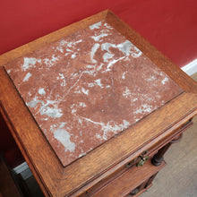 Load image into Gallery viewer, x SOLD Pair antique French oak bedside cabinets with marble tops and gilt mounts. B12941
