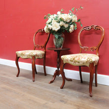 Load image into Gallery viewer, x SOLD Pair of antique English mahogany balloon back chairs with carved detail. B12939
