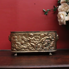 Load image into Gallery viewer, x SOLD French Brass Jardinière with Lion Handles, Cupids &amp; Paw Feet. B12312
