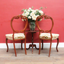 Load image into Gallery viewer, x SOLD Pair of antique English mahogany balloon back chairs with carved detail. B12939
